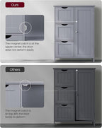 VASAGLE Floor Storage Cabinet, Freestanding Storage Unit with 3 Drawers, 1 Adjustable Shelf, for Bathroom Living Room Dining Kitchen, 11.8 x 23.6 x 31.5 Inches, Dove Gray UBBC049G02
