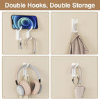 pickpiff Adhesive Wall Coat Hooks - Heavy Duty Stick-On Door Hanger, Metal Hook for Hanging Towel,Purse, Robe, Backpack, Jacket, Clothes - for Bathroom,Dorm, Closet, Kitchen - White, 10 Pack