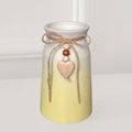 6-Inch Ceramic Flower Vase with Jute Rope & Heart Charm | Perfect for Boho, Farmhouse & Modern Home Décor, Yellow