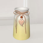 6-Inch Ceramic Flower Vase with Jute Rope & Heart Charm | Perfect for Boho, Farmhouse & Modern Home Décor, Yellow