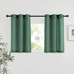 NICETOWN Olive Green Linen Kitchen Window Curtains Over Sink, Grommet Thick Linen Olive Green Short Window Treatments Privacy Assured with Light Filtering for Bedroom/Bathroom, W34 x L36, 2 Panels