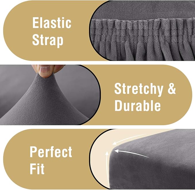 H.VERSAILTEX Velvet Dining Chair Covers Stretch Chair Covers for Dining Room Set of 4 Parson Chair Slipcovers Chair Protectors Covers Dining, Soft Thick Solid Velvet Fabric Washable, Grey