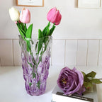 Unbreakable Flower Glass Vase 3.5lb 9.5inch Sparkle vase Bohemian Style, for Centerpieces,Kitchen,Office, Living Room,Wedding,Perfect Home Decor Glass Vase (Gradient Light Purple)
