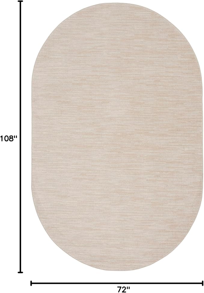 Nourison Home Nourison Essentials Ivory Beige 6' x 9' Oval Area Rug - Easy Clean, Non Shedding, Bed Room, Living Room, Dining Room, Kitchen (6' x 9' Oval)