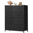 Dresser for Bedroom with 8 Drawers, Anti-Tip Tall Fabric Chests Storage Organizer Tower Furniture with Wooden Top Metal Frame for Clothes, Closet, Living Room, Hallway, Entryway