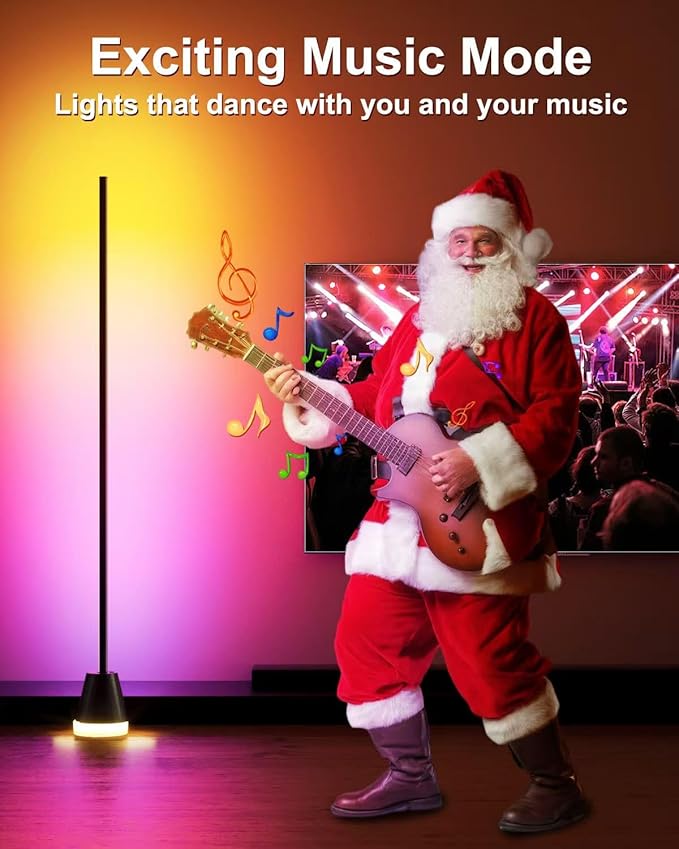 Keepsmile Smart RGB LED Corner Floor Lamp,172 LEDs Bright Standing Lamps for Living Room with APP and Remote,Modern Floor Lamp with Music Sync and 16 Million Colors, Ambient Lighting for Bedroom