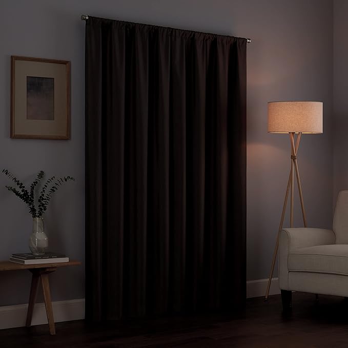 ECLIPSE Kendall Modern Blackout Thermal Rod Pocket Window Curtain for Bedroom or Living Room (1 Panel), 42" x 95", Slate