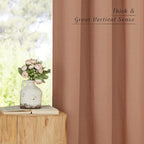 NICETOWN Terracotta Linen Kitchen Curtains 36 inch Length, Decorative Thick Flax Small Window Treatments Privacy Assured with Light Filtering for Bedroom/Bathroom, W55 x L36, 2 Panels