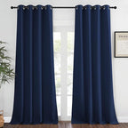 NICETOWN Blackout Curtain Panel - Home Decoration Light Blocking Room Darkening Drape/Drapery for Nursery Room, Ring Top, Navy, 52 inches Wide by 95 inches Long, 1 PC