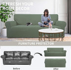 Easy-Going Stretch Chair Sofa Slipcover 1-Piece Couch Sofa Cover Furniture Protector Soft with Elastic Bottom for Kids, Pet. Spandex Jacquard Fabric Small Checks (Chair, Greyish Green)