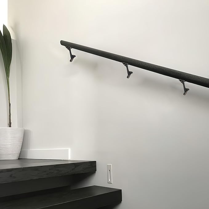 khtumeware 2 Pack 3 Inch Oil Rubbed Bronze Hand Rail Bracket Heavy Duty Hardware for Stairways, Home or Office Vintage Stair Support Handrail Brackets
