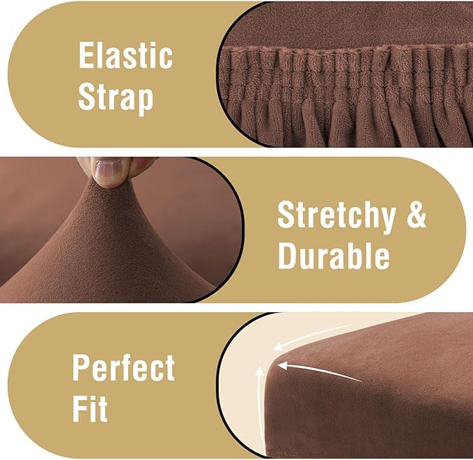 H.VERSAILTEX Velvet Dining Chair Covers Stretch Chair Covers for Dining Room Set of 4 Parson Chair Slipcovers Chair Protectors Covers Dining, Soft Thick Solid Velvet Fabric Washable, Caramel Cafe