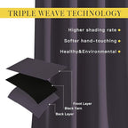 NICETOWN Greyish Purple Blackout Curtains 90 inches Long, Grommet Thermal Insulated Room Darkening Window Treatments Voice Reducing for Bedroom/Patio Door, 2 Panels, W52 x L90