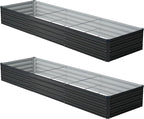 12x2x1 ft(2 Pack) Galvanized Raised Garden Bed,Outdoor Planter Box Metal Patio Kit Planting Bed for Vegetables Flowers and Succulents,Black