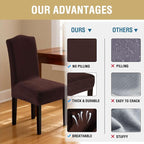 H.VERSAILTEX Velvet Dining Chair Covers Stretch Chair Covers for Dining Room Set of 4 Parson Chair Slipcovers Chair Protectors Covers Dining, Soft Thick Solid Velvet Fabric Washable, Brown