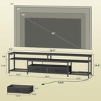 Huuger 79 Inch TV Stand for 85, 90 Inch TV, Entertainment Center with LED Lights and Power Outlets, TV Console with Drawers, Shelves, Type C, PU Leather Surface, for Living Room, Black