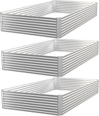 3 Pack Raised Beds for Gardening, Corrugated Galvanized Steel Raised Garden Bed, Outdoor Metal Above Ground Garden Bed for Vegetables and Flowers-4x2FT(Rectangular)