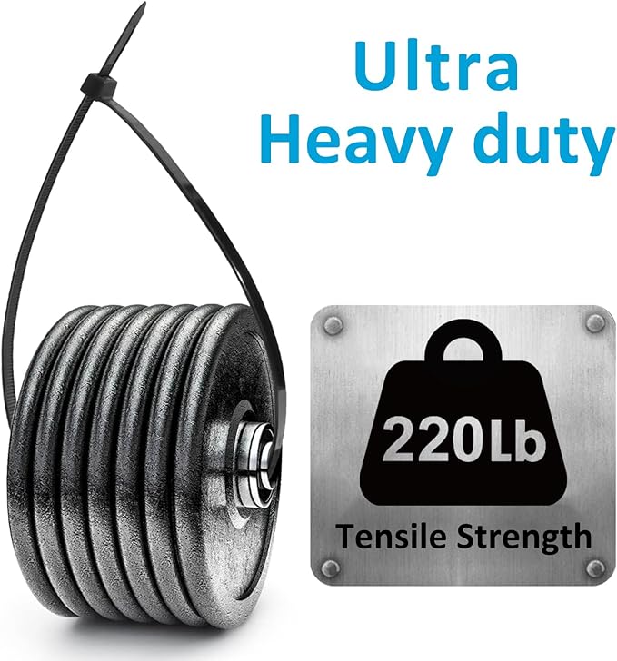 Large Zip Ties Heavy Duty 18 inch (500 Pack), 220 lb Tensile Strength for Outdoor Use, Black Cable Ties, Long Wire Ties by ANOSON