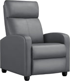 Yaheetech Recliner Chair PU Leather Recliner Sofa Home Theater Seating with Lumbar Support Overstuffed High-Density Sponge Push Silver Gray Recliners