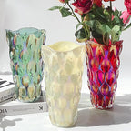 Unbreakable Flower Glass Vase 3.5lb 9.5inch Sparkle vase Bohemian Style, for Centerpieces,Kitchen,Office, Living Room,Wedding,Perfect Home Decor Glass Vase (Sparkle red)