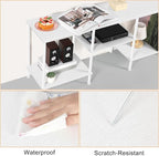 White TV Stand with Storage for 50 Inch TV Modern Entertainment Center with Open Storage Shelves 3 Tier Wood TV Console Table Media Cabinet for Living Room Bedroom Office