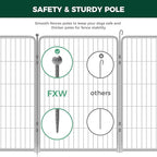 FXW Garden Fence Outdoor for The Yard – 40in(H) x 54.7ft(L) Heavy Duty Metal Animal Barrier for Dog and Rabbit, Decorative Dog Fence, 24 Panels, Silver