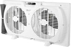 Comfort Zone 9-Inch 3-Speed Reversible Twin Window Fan – Dual Blade Window Exhaust Fan with Auto-Locking Expanders, 22.25" to 33" Wide – Tabletop Feet & Removable Bug Screen included