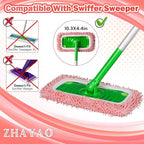Reusable 100% Coral Fleece Mop Pads Compatible with Swiffer Sweeper Mop, Pink, Wet and Dry Flat mop Cover, 3 Pack Washable Mop Pads for Surface/Hardwood Floor Cleaning (Mop is Not Included)
