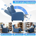 BestMassage | Recliner Chair | No Massage Function | Textile Blue | with Lumbar Support, Adjustable Push Back, Wide Armrests, Footrest & Padded Seat | Easy Assembly | for Living Room, Home Theatre