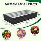 2 Pack 6x3x1FT Galvanized Raised Garden Beds Kit Outdoor Metal Gardening Planter Box for Vegetable Elevated Flower Herbs,Black