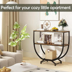 GILLAS 3 Tier Console Tables, 30" Height Entryway Table, Sofa Table Behind Couch, Industrial Entryway Furniture TV Stand with Storage for Living Room, Easy No-Extra-Tools Assembly, Rustic Brown