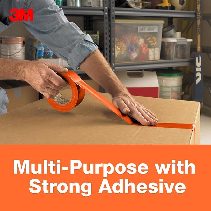 3M Multi-Use Colored Duct Tape, Orange with Strong Adhesive and Water-Resistant Backing, Multi-Surface 3M Duct Tape for Indoor and Outdoor Use, 1.88 Inches x 20 Yards, 1 Roll (3920-OR)