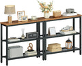 HOOBRO 29.5" Narrow Console Table, Set of 2, Entryway Table with Shelves, Thin Sofa Table, Behind Couch Table, Display Side Table, for Hallway, Entrance, Living Room, Rustic Brown and Black BF73XGP201