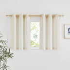NICETOWN Linen 36 inch Curtains for Kitchen Window, Grommet Thick Flax Linen Burlap Small Window Treatments Privacy Assured with Light Filtering for Cafe/Kids Room, W42 x L36, 2 Panels