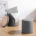 12.6" W x 14.17" H & 14.76" W x 17.32" H Round Set of 2 Ottoman with Storage Vanity Stool for Makeup Multifunctional Ottomans Padded Seat Foot Rest, Padded Seat Footrest for Living Room,Grey