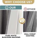 H.VERSAILTEX Linen Curtains 100% Blackout Curtains for Bedroom 90 inch Long Full Light Blocking Nature Linen Blended Window Curtains for Living Room Nickel Grommet (2 Panels, Grey)