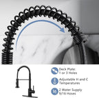 DJS Kitchen Faucets with Pull Down Sprayer Matte Black - Dual Mode Setting Single Handle 1 or 3 Holes Commercial Black Kitchen Sink Faucet with Deck Plate for Farmhouse RV Vessel Basin
