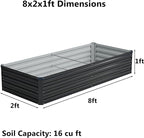 8x2x1 ft(2 Pack) Galvanized Raised Garden Bed,Outdoor Planter Box Metal Patio Kit Planting Bed for Vegetables Flowers and Succulents,Black