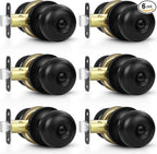 Estmoon 6 Pack Door Knobs, Matte Black Privacy Door Knob with Lock, Keyless Door Handle with Lock for Bedrooms/Bathrooms