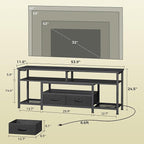 Huuger TV Stand for 55 60 Inch TV, Entertainment Center with Power Outlets and LED Lights, 54 Inch TV Console for Living Room, Media Console with Drawers and Shelves, Black