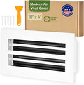 Modern Air Vent Cover 10x4 (Duct Opening) - Decorative White Aluminum Linear Slot Diffuser for Wall, Ceiling, Floor Register - Quiet Operation HVAC Grille for Home with Adjustable Airflow