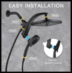 High Pressure Rain Shower Head: Upgrade Shower Heads with Handheld Spray Combo with Fixed Showerhead and 10 Sprays Handheld Shower Head, Detachable Showerheads Built-in Magnetic Docking and Power Jets