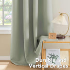 H.VERSAILTEX Light Sage Green Curtains for Bedroom Thermal Insulated Living Room Curtains 90 Inch Long Room Darkening Privacy Protection Window Curtain Panels/Drapes for Nursery, 2 Panels, Light Sage
