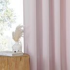 NICETOWN Blush Pink Linen Curtains for Kitchen, Thick Flax Small Window Treatments Semi Sheer Privacy Assured with Light Through for Cafe/Bathroom, W34 x L96, 2 Panels
