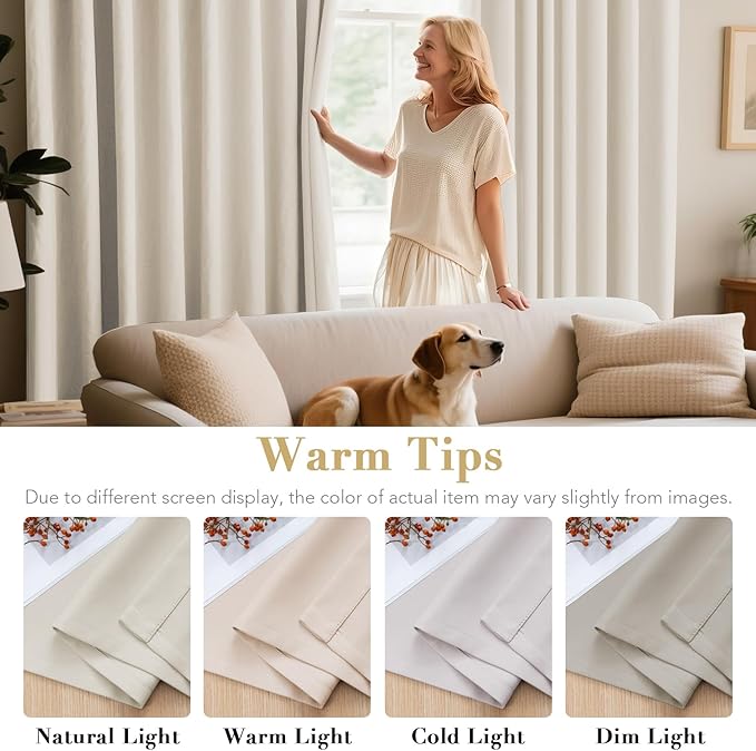 H.VERSAILTEX Blackout Window Curtain Panels Thermal Insulated Room Darkening Solid Grommet Curtains/Drapes for Bedroom Privacy Protection (Set of 2 Panels,52 by 63 Inch Long, Natural)