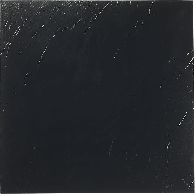 Nexus Self Adhesive 12-Inch Vinyl Floor Tiles, 20 Tiles - 12" x 12", Black Pattern - Peel & Stick, DIY Flooring for Kitchen, Dining Room, Bedrooms & Bathrooms by Achim Home Decor