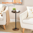 HOOBRO Small Round Side Tables, Set of 2, Drink Tables, Coffee Martini Tables with Pedestal Accent for Small Spaces in Living Room, Bedroom, Sofa Couch, Rustic Brown BF168BZP201