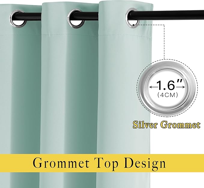 NICETOWN Blackout Curtains for Bedroom - Window Treatment Energy Saving Thermal Insulated Solid Grommet Blackout Drapes for Living Room (Aqua Blue, 1 Pair, 66 by 84-Inch)