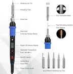Soldering Iron Kit, 80W 110V LCD Digital Welding Tools, 356-896℉(180-480℃), Portable Adjustable Temperature Solder Irons, for Metal, Jewelry, Electric Repairing, DIY