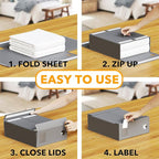SpaceAid 12 Pack Bed Sheet Organizers and Storage, Foldable Sheet Organizer for Linen Closet, Sheets Set Folder Keeper with Window XL (Queen & King Size) Bedding Container (Gray, 12 Pack)